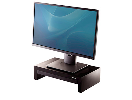 Soporte para monitor Fellowes Designer Suites ajustable 3 alturas con bandeja negro